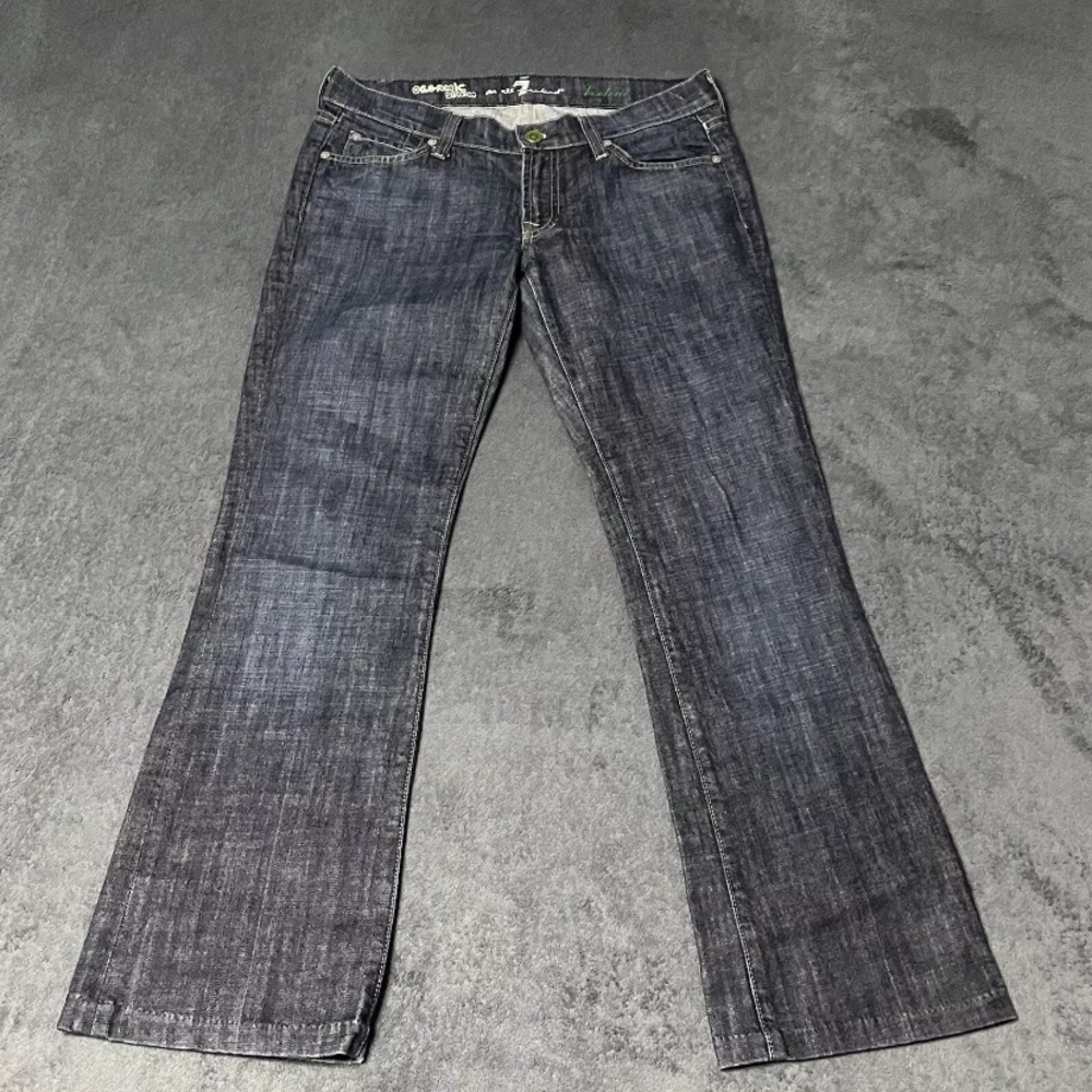 7 For all Mankind Jeans Womens 27 Blue Dark Wash Organic Bootcut ALTERED HEM